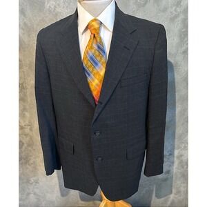 Vintage Brooks Brothers 346 Brookstretch Gray Plaid Jacket Blazer‎ 40R USA Made